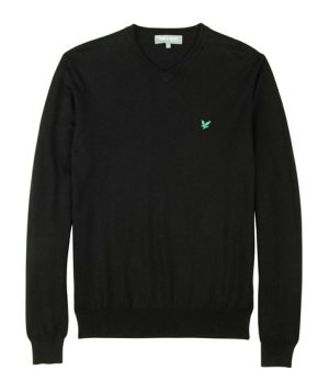 Lyle & Scott Pullover V-neck Herr Bomull Svart i gruppen Kl�der / Herr / L�ng�rmat hos Dimbo Golf AB (6258002-0363r)