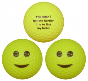 WL Golfboll Gul Glad Gubbe - The older I get the harder it is to find my balls! (1st 3-pack) i gruppen Golfbollar hos Dimbo Golf AB (9918100-230105)