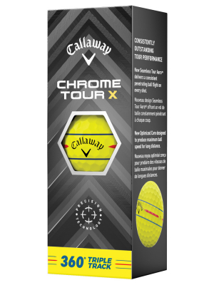 Callaway Golfbollar Chrome Tour X 360 Triple Track 24 Gul (1st 3-pack) i gruppen Golfbollar hos Dimbo Golf AB (1416077-3030)