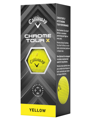 Callaway Golfbollar Chrome Tour X 24 Gul (1st 3-pack) i gruppen Golfbollar hos Dimbo Golf AB (1416078-3030)