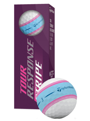 TaylorMade Golfboll Tour Response Stripe Dam Vit/Bl/Rosa (1st 3-pack) i gruppen Golfbollar hos Dimbo Golf AB (1618037-375238)