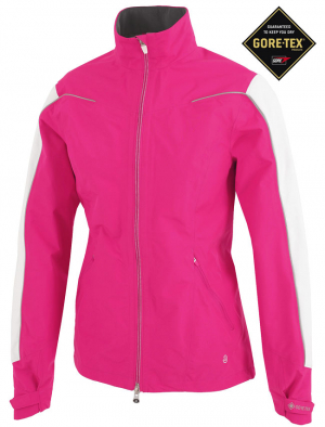 Galvin Green Gore-Tex Paclite Stretch Dam Jacka Aino Rosa/Vit/Silver i gruppen Klder & Accessoarer / Damklder / REGNJACKOR hos Dimbo Golf AB (2130070-90B2r)