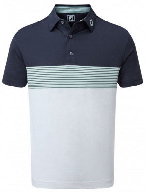 FootJoy Piké Color Block 88419 Marinblå/Vit/Salvia i gruppen Kläder & Accessoarer / Herr / Kortärmat hos Dimbo Golf AB (2550011-884194r)
