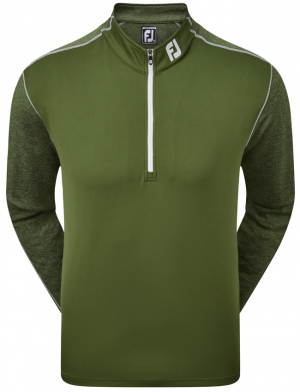 FootJoy Pullover Tonal Heather Chill Out 84473 Olive i gruppen Kläder & Accessoarer / Herrkläder / LÅNGÄRMAT hos Dimbo Golf AB (2554010-844744r)