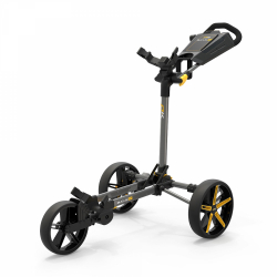 Powa Kaddy Golfvagn Trehjuling Flatfold DLX Gunmetal/Gul