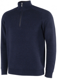 Galvin Green Herr Långärm Merino Ull Half-Zip Chester Marinblå Melerad