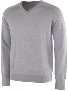 Galvin Green Herr Långärm Merino Ull V-Neck Carl Grå Melerad