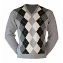 Lyle & Scott Pullover V-neck Herr Ull Argyle Grå