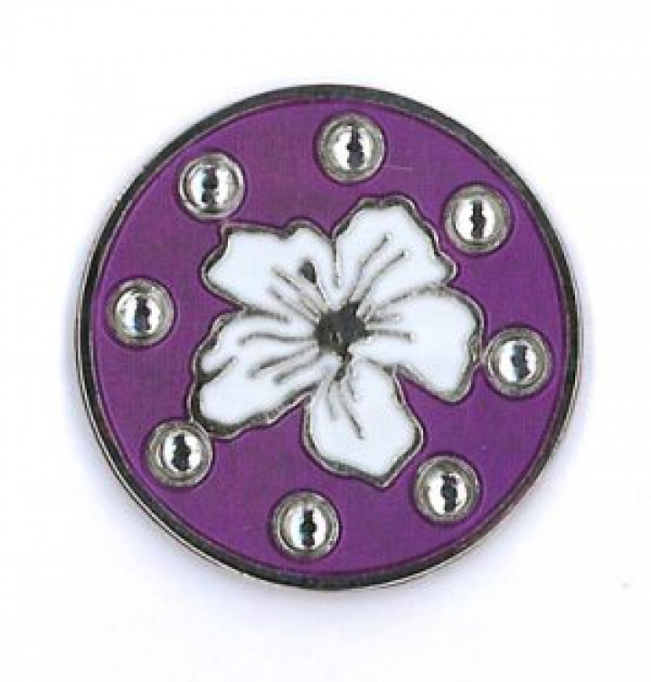 Golfgear Markör med clip Bling Blomma Lila/Vit i gruppen Tillbehör / Golftillbehör / Markörer hos Dimbo Golf AB (4181010-202)