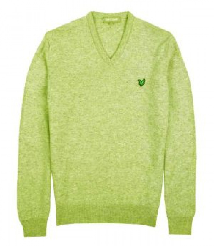Lyle & Scott Pullover V-neck Herr Ull Grön Lime i gruppen Golfkläder / Herrkläder / Golftröjor hos Dimbo Golf AB (6258001-0443r)
