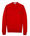 Lyle & Scott Pullover V-neck Herr Ull Röd