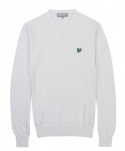 Lyle & Scott Pullover V-neck Herr Bomull Vit