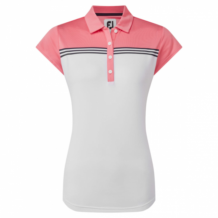 FootJoy Dam Piké 88462 Vit/Aprikos i gruppen Golfkläder / Damkläder / Kortärmade golftröjor hos Dimbo Golf AB (0024007-884624r)