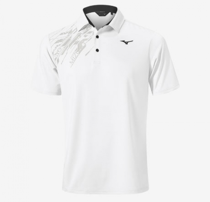 Mizuno Piké Herr Elite Print Vit i gruppen Kläder / Herrkläder / KORTÄRMAT hos Dimbo Golf AB (0050251-0034r)