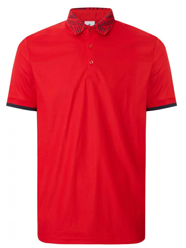 Cross Sportswear Piké Collar Block Flame Scarlet i gruppen Kläder / Herrkläder / KORTÄRMAT hos Dimbo Golf AB (0650003-3473r)