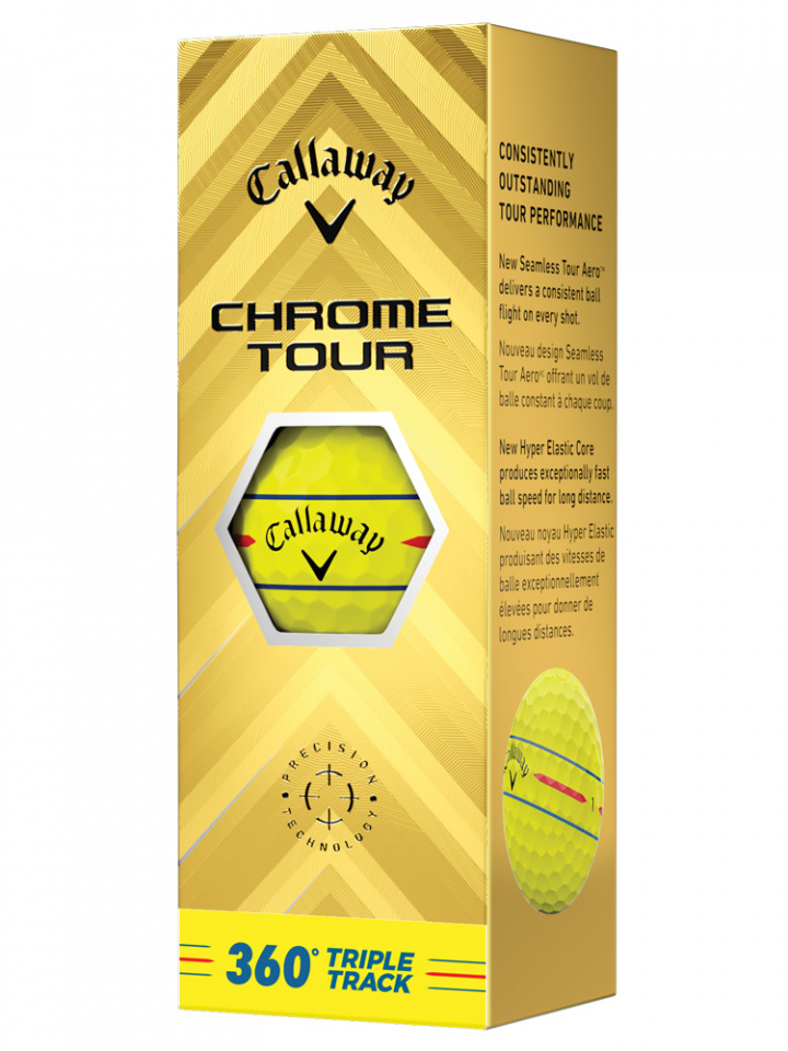 Callaway Golfbollar Chrome Tour 360 Triple Track 24 Gul (1st 3-pack) i gruppen Golfbollar / 3-pack hos Dimbo Golf AB (1416073-3030)