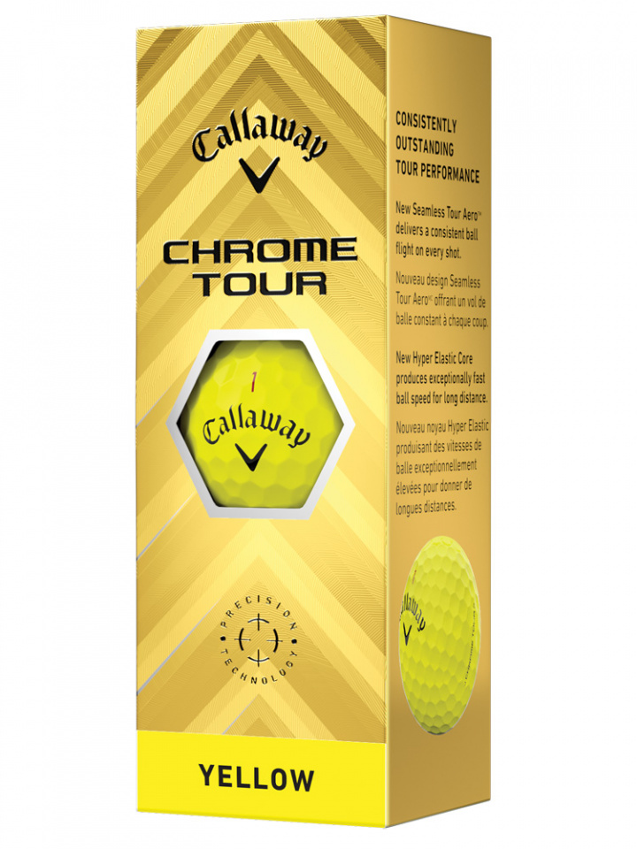 Callaway Golfbollar Chrome Tour 24 Gul (1st 3-pack) i gruppen Golfbollar / 3-pack hos Dimbo Golf AB (1416074-3030)