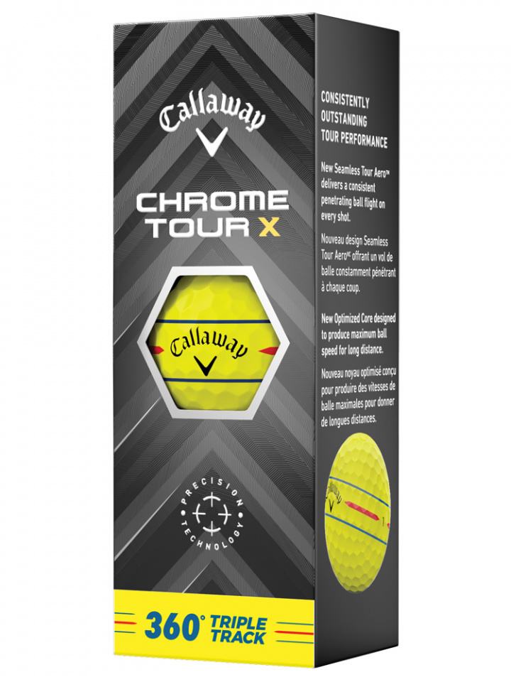 Callaway Golfbollar Chrome Tour X 360 Triple Track 24 Gul (1st 3-pack) i gruppen Golfbollar / 3-pack hos Dimbo Golf AB (1416077-3030)