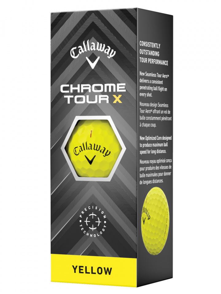 Callaway Golfbollar Chrome Tour X 24 Gul (1st 3-pack) i gruppen Golfbollar / 3-pack hos Dimbo Golf AB (1416078-3030)