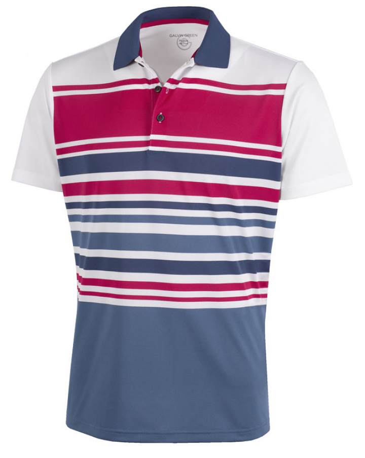 Galvin Green Piké Herr Miguel Vit/Barberry/Faded Denim i gruppen Kläder / Herrkläder / KORTÄRMAT hos Dimbo Golf AB (2150075-21B4r)