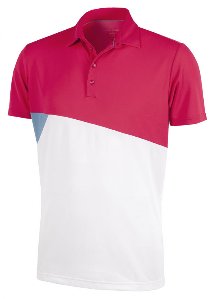 Galvin Green Piké Herr Mick Barberry/Faded Denim/Vit i gruppen Kläder / Herrkläder / KORTÄRMAT hos Dimbo Golf AB (2150079-26B4r)