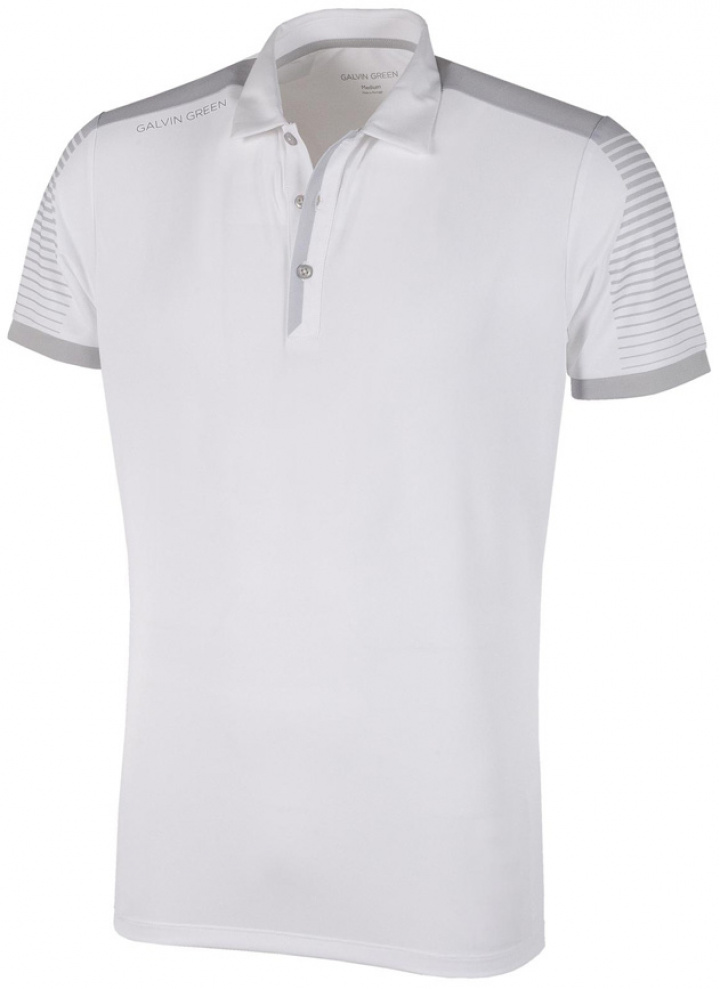 Galvin Green Piké Herr Marcus V8+ Vit/Grå i gruppen Kläder / Herrkläder / KORTÄRMAT hos Dimbo Golf AB (2150084-17B4r)