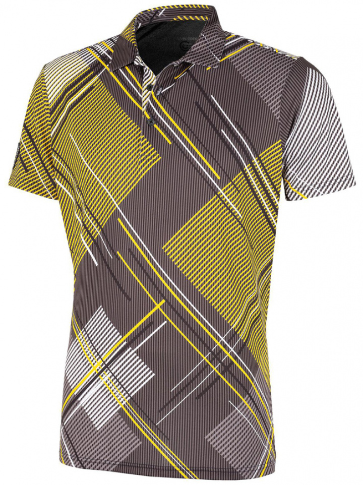 Galvin Green Piké Herr Mitchell V8+ Svart/Gul i gruppen Kläder / Herrkläder / KORTÄRMAT hos Dimbo Golf AB (2150088-74B4r)