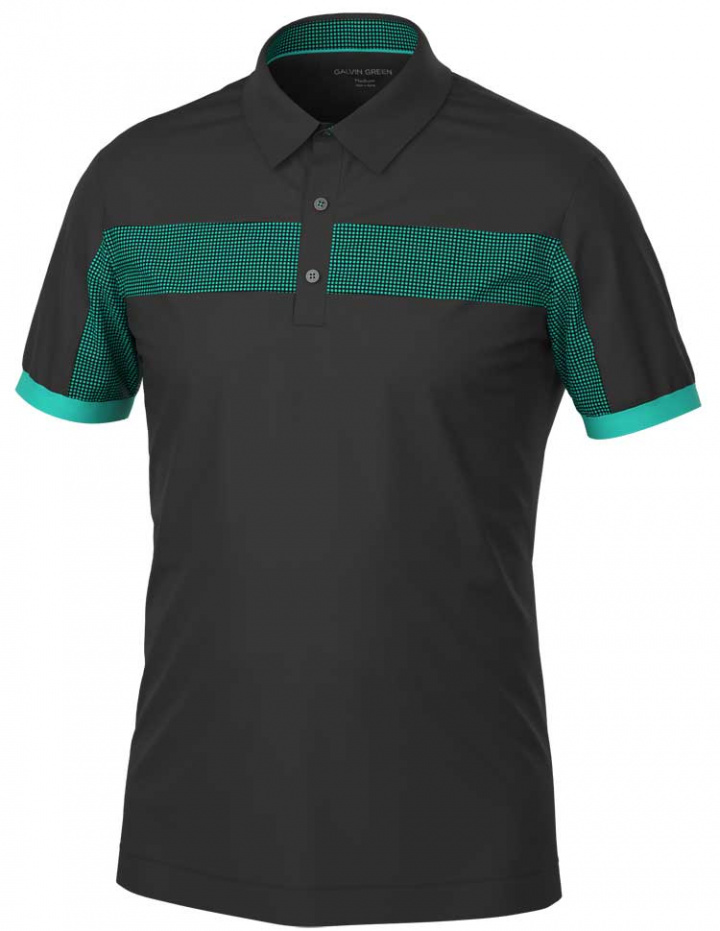 Galvin Green Piké Herr Mills V8+ Svart/Atlantis Grön i gruppen Kläder / Herrkläder / KORTÄRMAT hos Dimbo Golf AB (2150125-88921r)