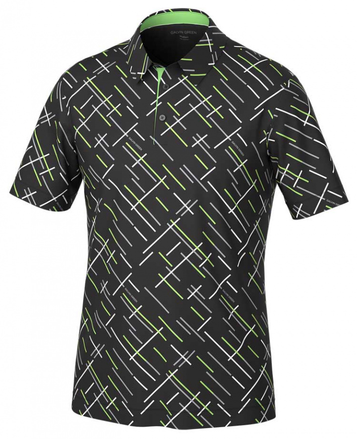 Galvin Green Piké Herr Mathias V8+ Svart/Fresh Grön i gruppen Kläder / Herrkläder / KORTÄRMAT hos Dimbo Golf AB (2150132-88101r)
