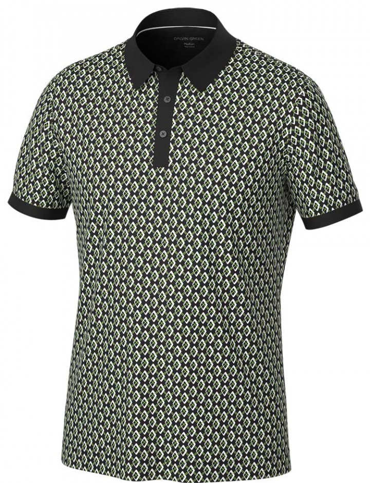 Galvin Green Piké Herr Maxwell V8+ Svart/Fresh Grön i gruppen Kläder / Herrkläder / KORTÄRMAT hos Dimbo Golf AB (2150135-88101r)