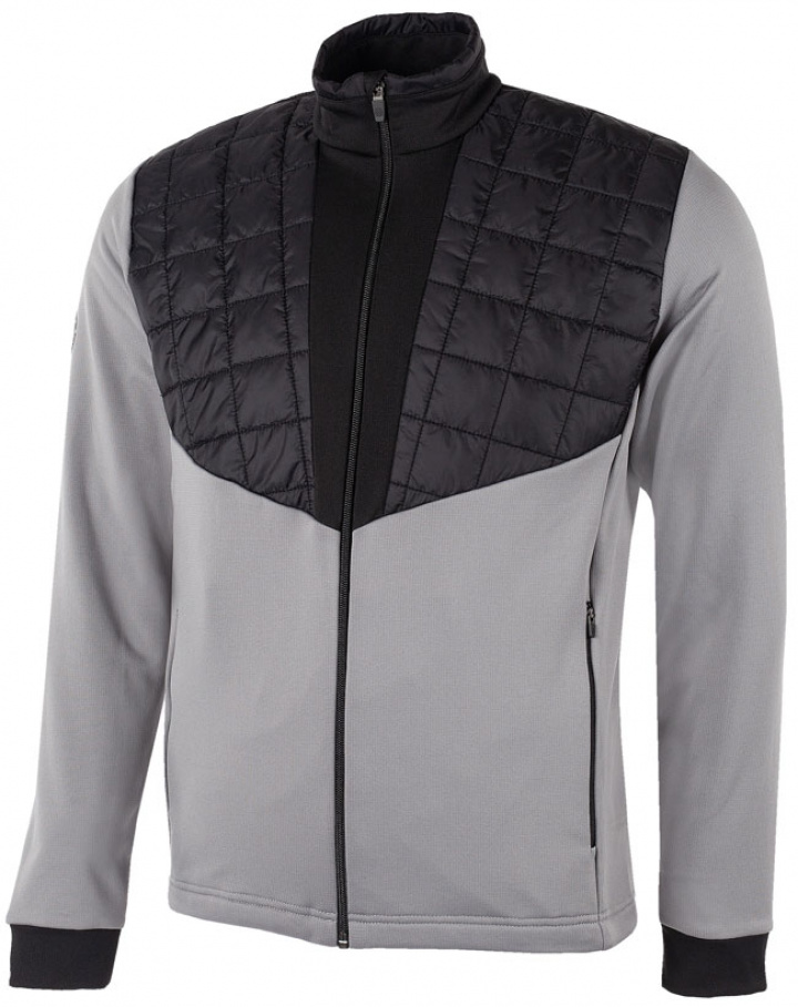 Galvin Green Insula Herr Långärm Full-Zip Damian Sharkskin/Svart i gruppen Kläder / Herrkläder / LÅNGÄRMAT hos Dimbo Golf AB (2154073-07B4r)