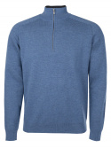 Galvin Green Herr Långärm Merino Ull Half-Zip Chester Blå Melerad