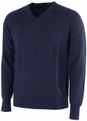 Galvin Green Herr Långärm Merino Ull V-Neck Carl Marinblå Melerad