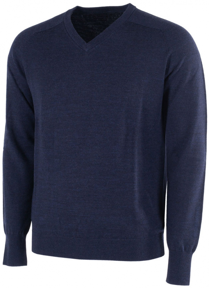 Galvin Green Herr Långärm Merino Ull V-Neck Carl Marinblå Melerad i gruppen Kläder / Herrkläder / LÅNGÄRMAT hos Dimbo Golf AB (2154076-33B4r)