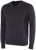 Galvin Green Herr Långärm Merino Ull V-Neck Carl Svart Melerad