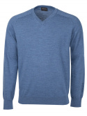 Galvin Green Herr Långärm Merino Ull V-Neck Carl Blå Melerad