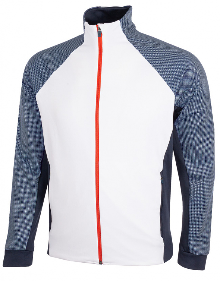 Galvin Green Insula Herr Långärm Full-Zip Donald Vit/Marinblå/Orange i gruppen Kläder / Herrkläder / LÅNGÄRMAT hos Dimbo Golf AB (2154082-13B4r)