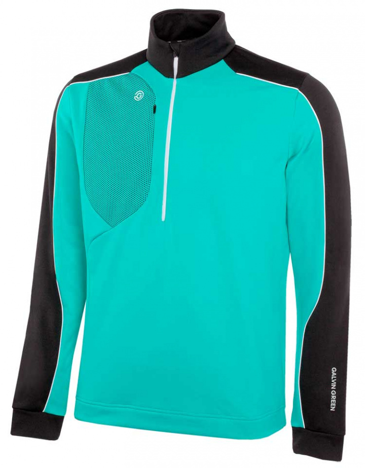Galvin Green Insula Half Zip Herr Långärm Dave Svart/Atlantis Grön i gruppen Kläder / Herrkläder / LÅNGÄRMAT hos Dimbo Golf AB (2154087-88921r)