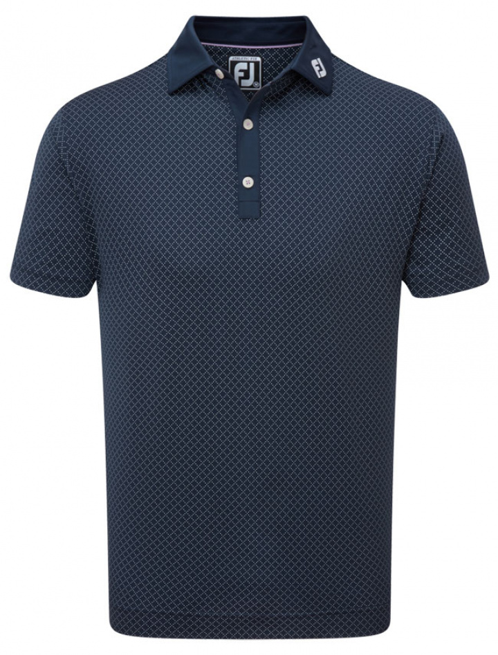 FootJoy Piké Diamond Dot Print Lisle 88364 Marinblå/Vit i gruppen Kläder / Herrkläder / KORTÄRMAT hos Dimbo Golf AB (2550008-883644r)