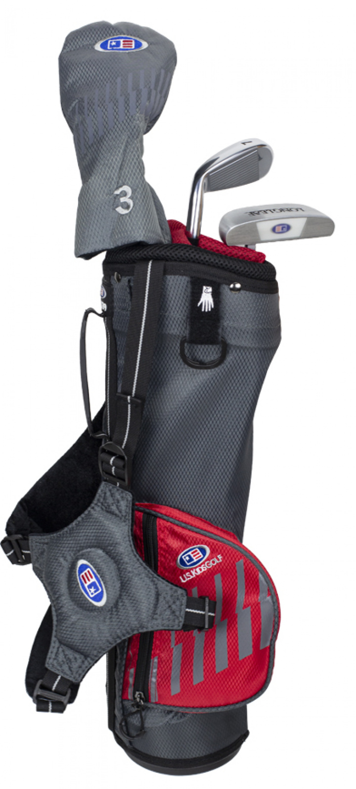U.S.Kids Barnset WTs Höger 92-107 cm Grå/Röd 3 klubbor i gruppen Golfklubbor / Juniorklubbor / Golfset Barn hos Dimbo Golf AB (2873027-1113760)