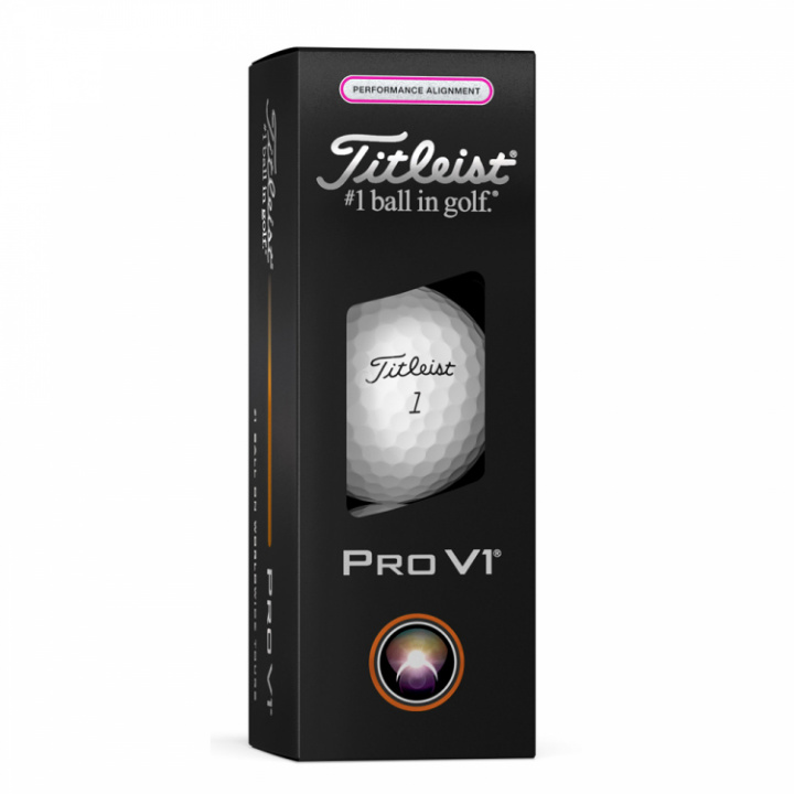 Titleist Golfboll Pro V1 Rosa Aim Performance (1st 3-pack) i gruppen Golfbollar / 3-pack hos Dimbo Golf AB (3218047-PinAim)