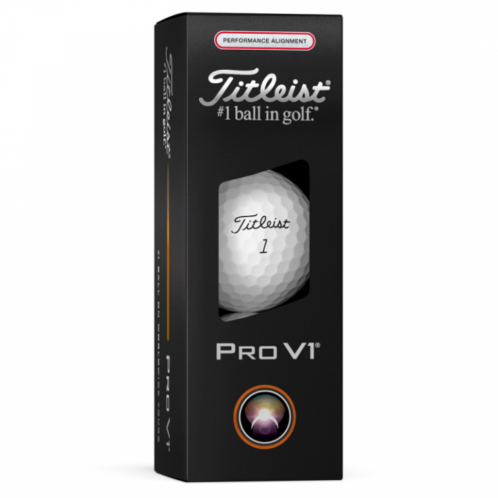Titleist Golfboll Pro V1 Röd Aim Performance (1st 3-pack) i gruppen Golfbollar / 3-pack hos Dimbo Golf AB (3218047-RedAim)