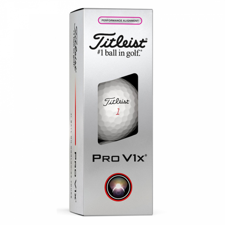 Titleist Golfboll Pro V1x Rosa Aim Performance (1st 3-pack) i gruppen Golfbollar / 3-pack hos Dimbo Golf AB (3218048-PinAim)