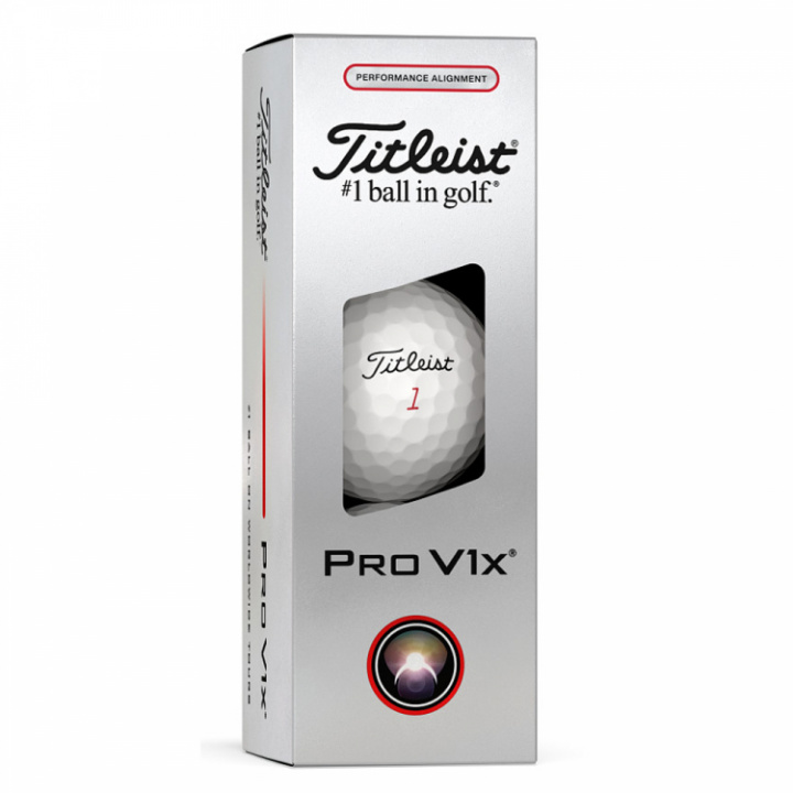 Titleist Golfboll Pro V1x Röd Aim Performance (1st 3-pack) i gruppen Golfbollar / 3-pack hos Dimbo Golf AB (3218048-RedAim)