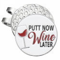 Golfgear Markör med clip Emalj Putt Now Wine Later