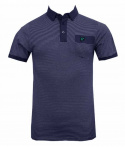 Lyle & Scott Piké Herr Stripe Marin/Vit
