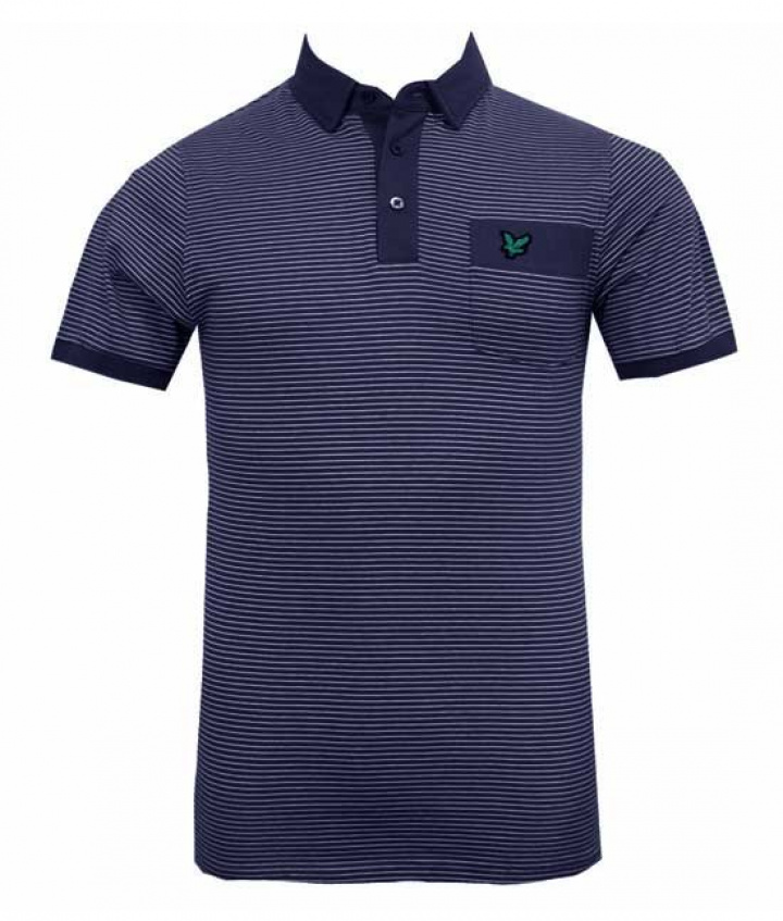 Lyle & Scott Piké Herr Stripe Marin/Vit i gruppen Golfkläder / Herrkläder / Golfpiké hos Dimbo Golf AB (6250006-664r)