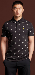 Lyle & Scott Piké Eagle Print Herr Svart