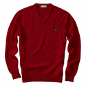 Lyle & Scott Pullover V-neck Herr Ull Röd Mörk