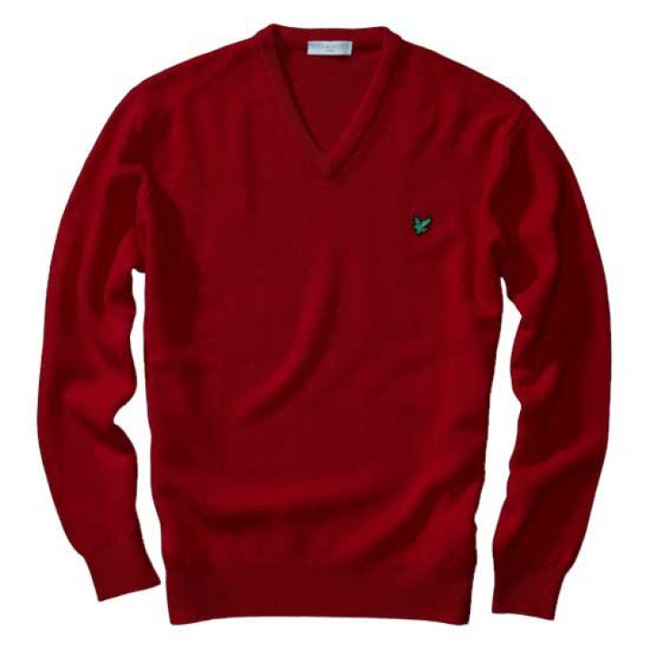 Lyle & Scott Pullover V-neck Herr Ull Röd Mörk i gruppen Rea / Rea Kläder / Herr hos Dimbo Golf AB (6258001-0113r)